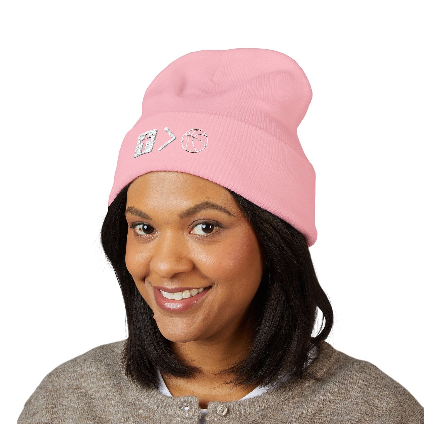 Jesus is bigger than Basketball Cuffed Beanie — Knit Winter Hat