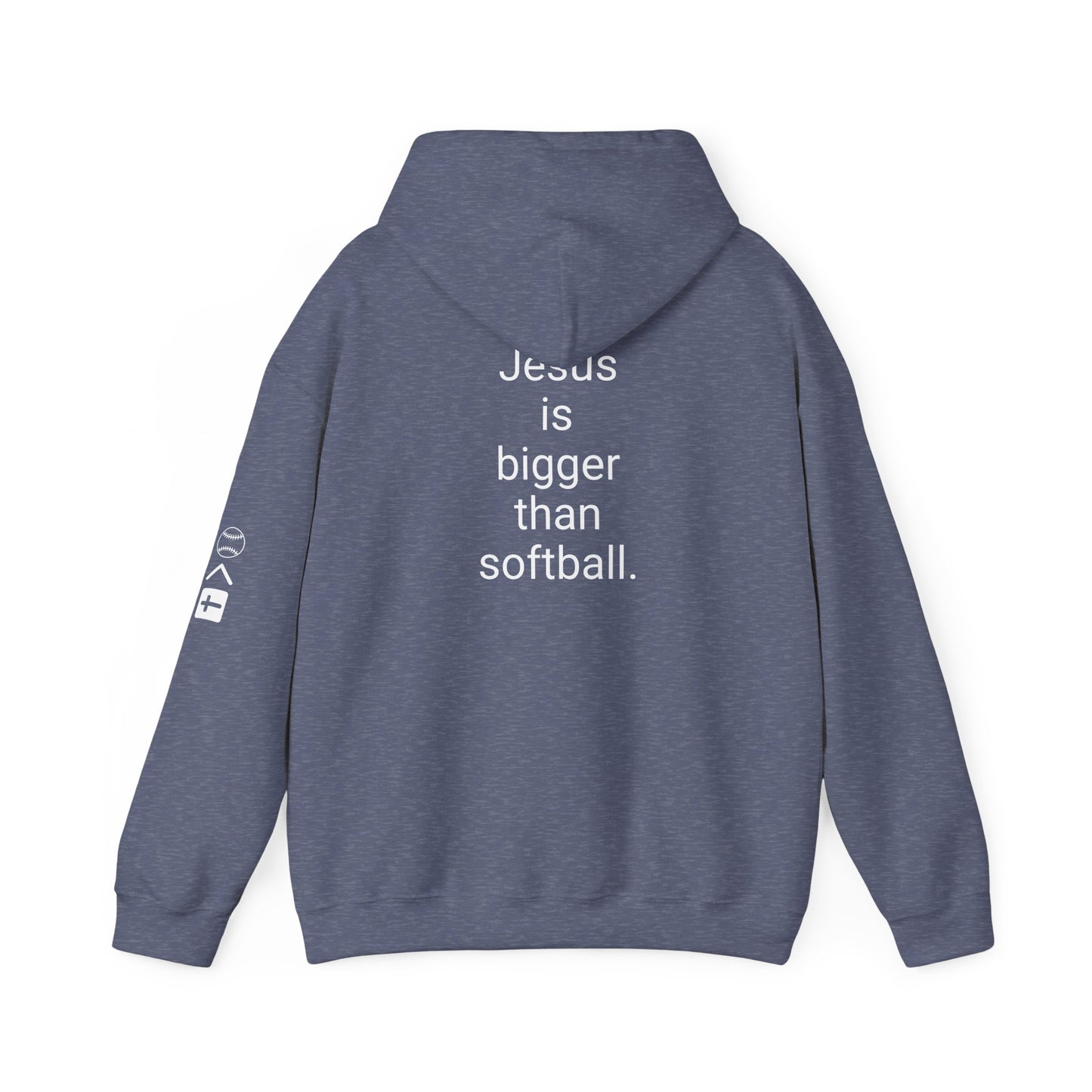 Jesus is bigger than softball Unisex Heavy Blend™ Hooded Sweatshirt