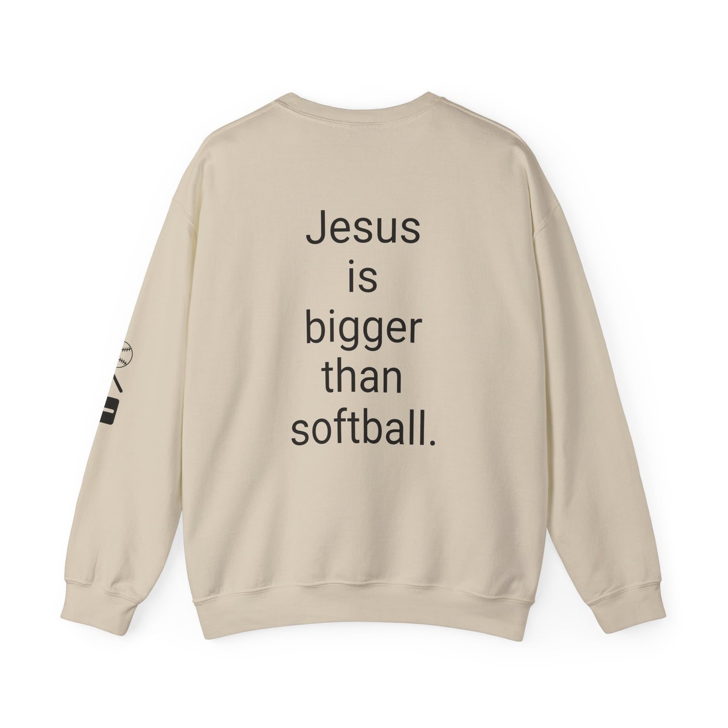 Jesus is bigger than softball Unisex Heavy Blend™ Crewneck Sweatshirt