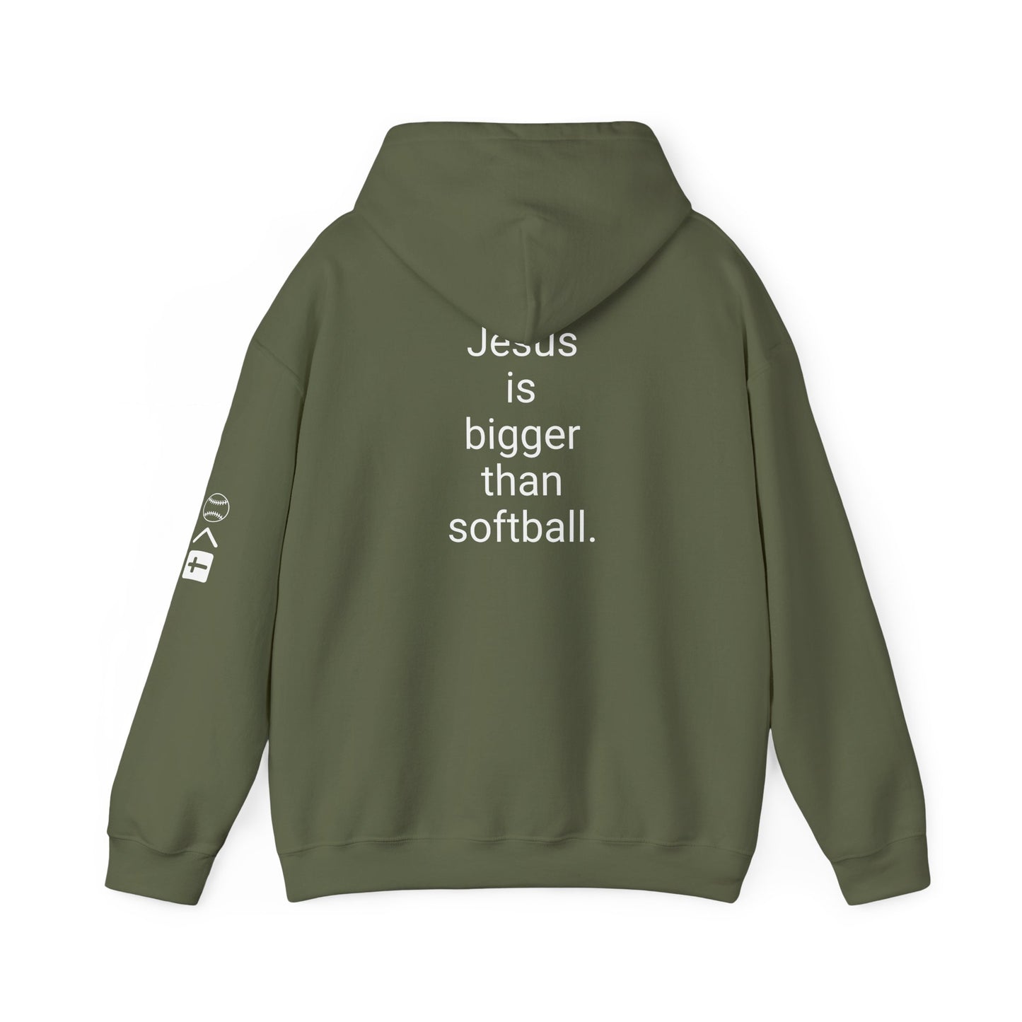 Jesus is bigger than softball Unisex Heavy Blend™ Hooded Sweatshirt