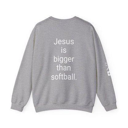 Jesus is bigger than softballl Unisex Heavy Blend™ Crewneck Sweatshirt