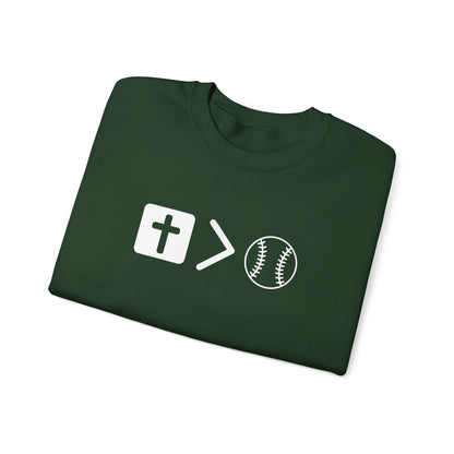 Jesus is bigger than softballl Unisex Heavy Blend™ Crewneck Sweatshirt