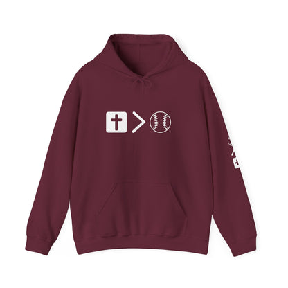 Jesus is bigger than baseball Unisex Heavy Blend™ Hooded Sweatshirt