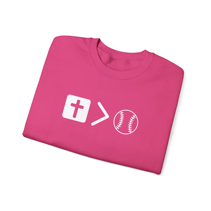 Jesus is bigger than softballl Unisex Heavy Blend™ Crewneck Sweatshirt