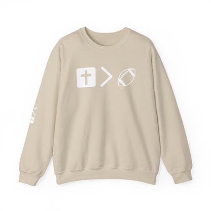 Jesus is bigger than football Unisex Heavy Blend™ Crewneck Sweatshirt