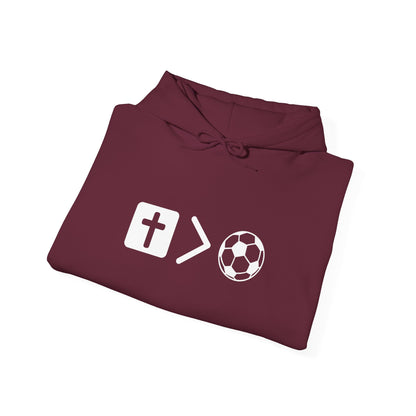 Jesus is bigger than soccer Unisex Heavy Blend™ Hooded Sweatshirt