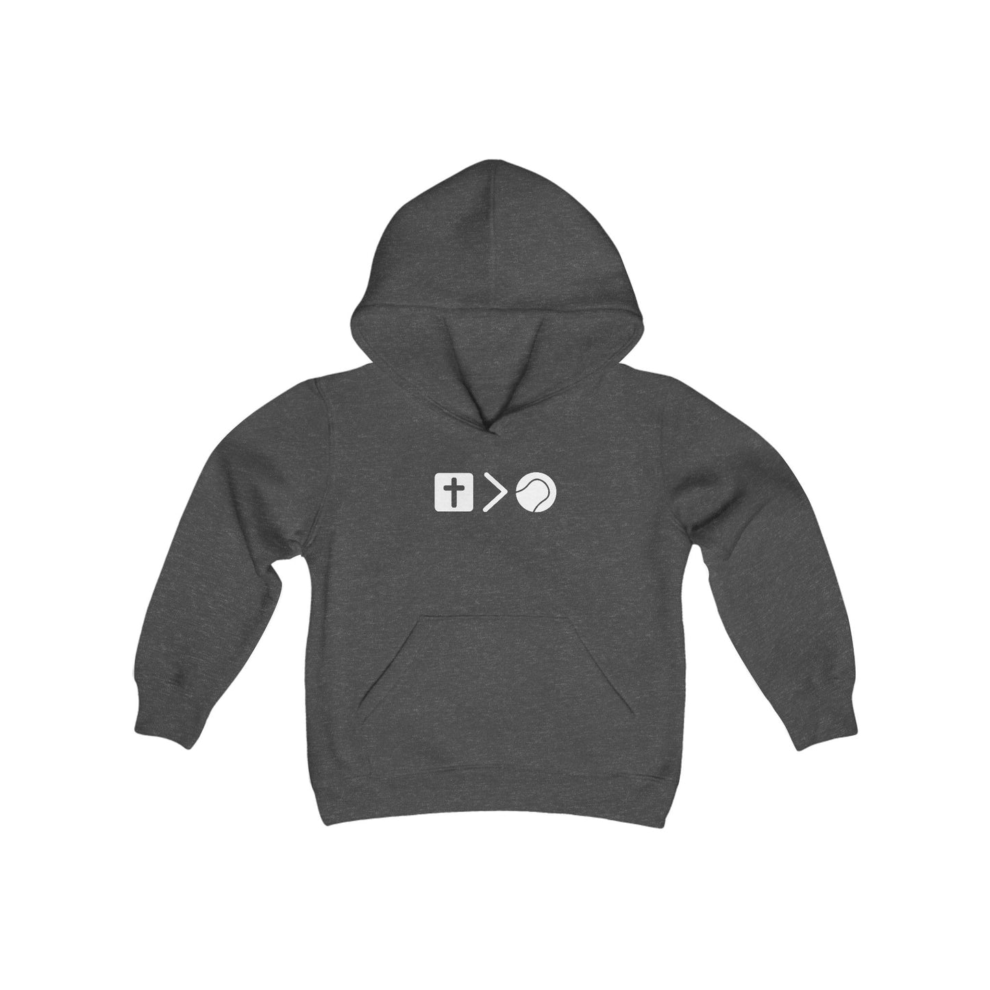 Jesus is bigger than tennis Youth Heavy Blend Hooded Sweatshirt
