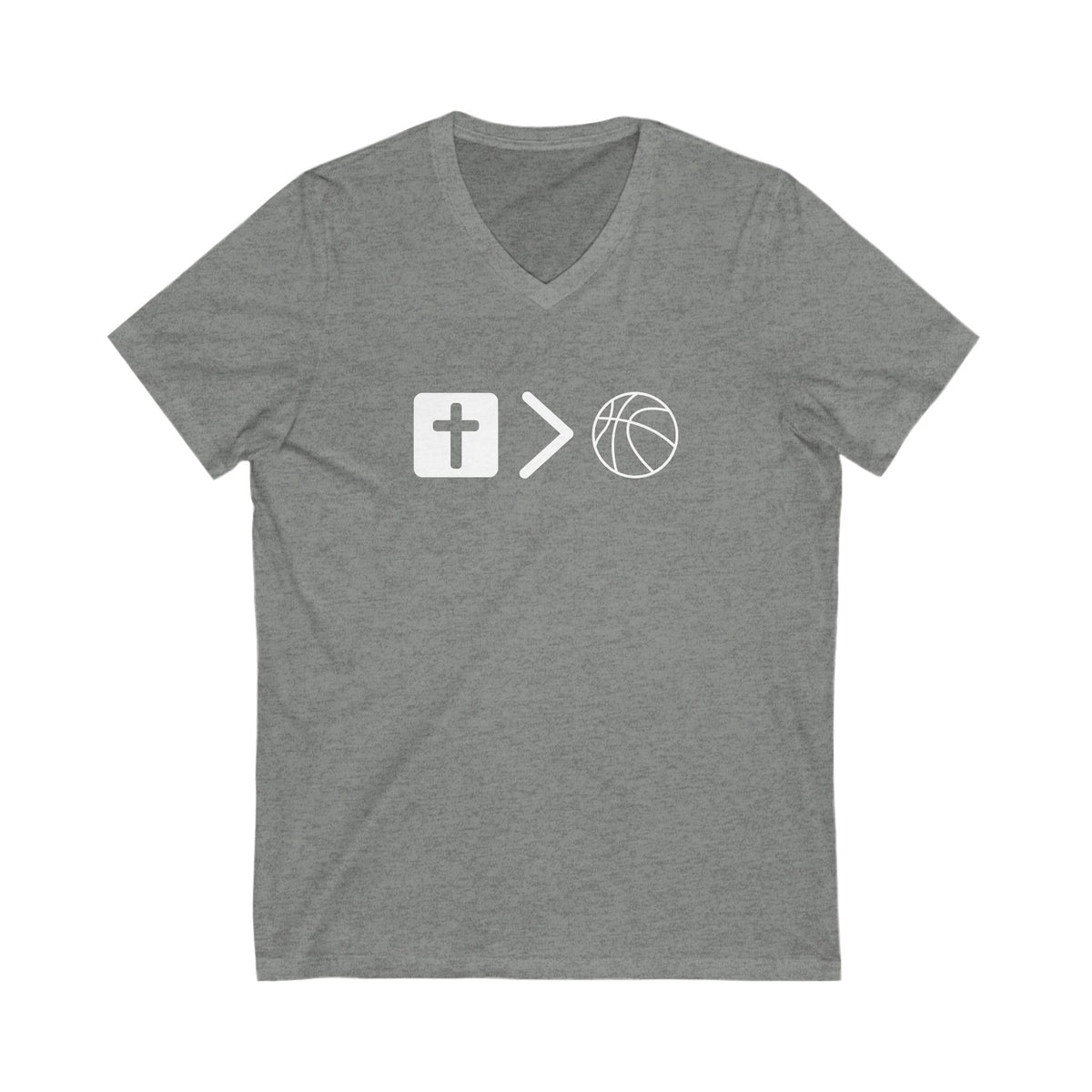 V neck Unisex Jesus is bigger than basketball Tee