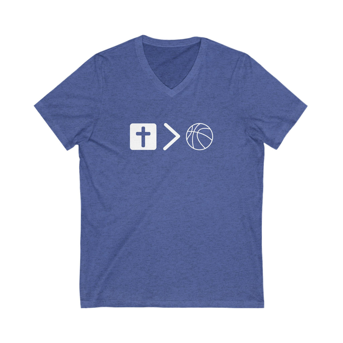 V neck Unisex Jesus is bigger than basketball Tee