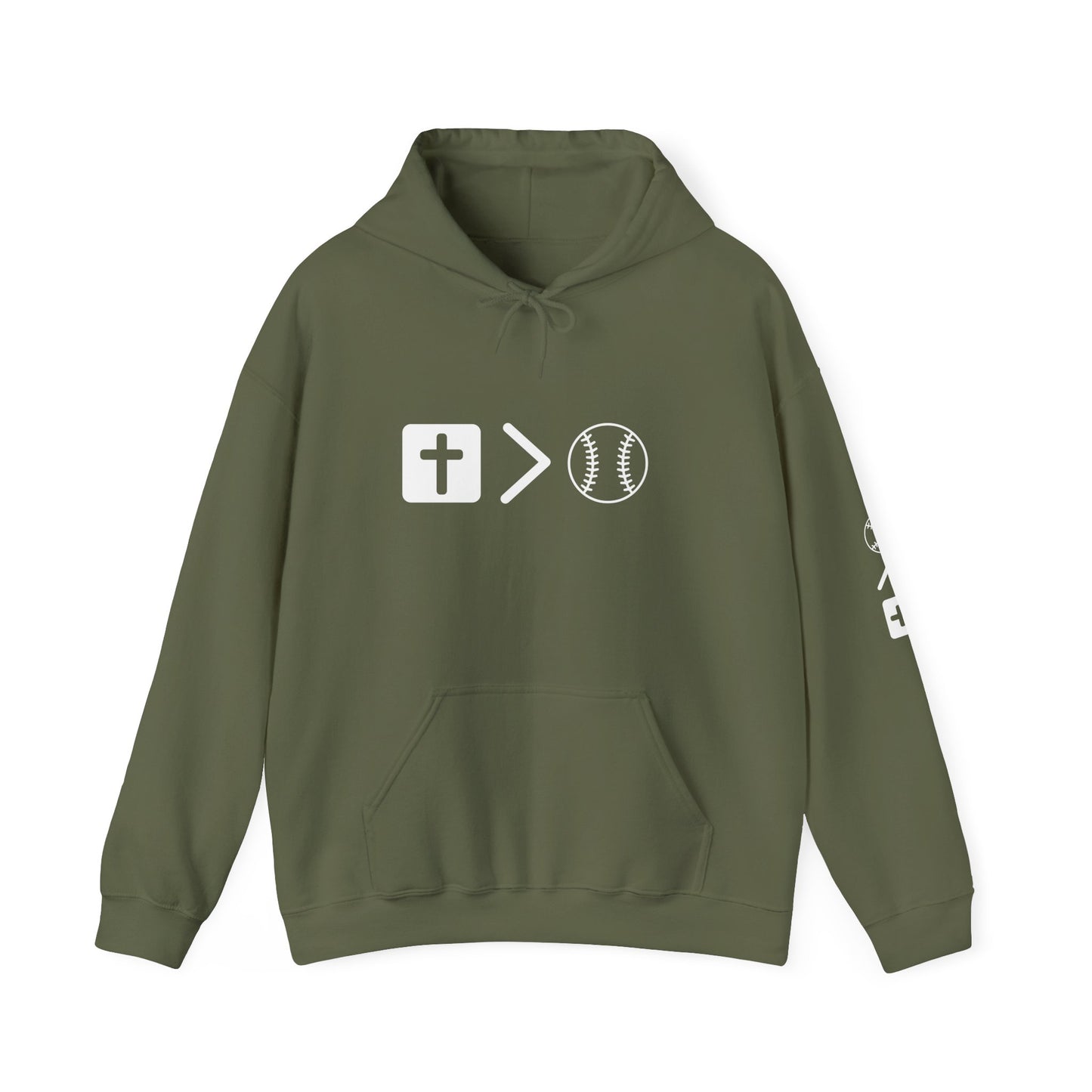 Jesus is bigger than baseball Unisex Heavy Blend™ Hooded Sweatshirt