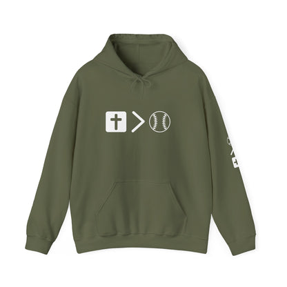 Jesus is bigger than baseball Unisex Heavy Blend™ Hooded Sweatshirt