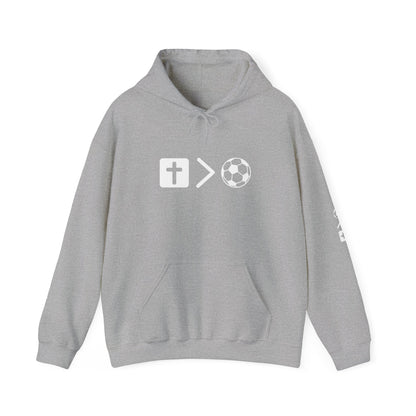 Jesus is bigger than soccer Unisex Heavy Blend™ Hooded Sweatshirt