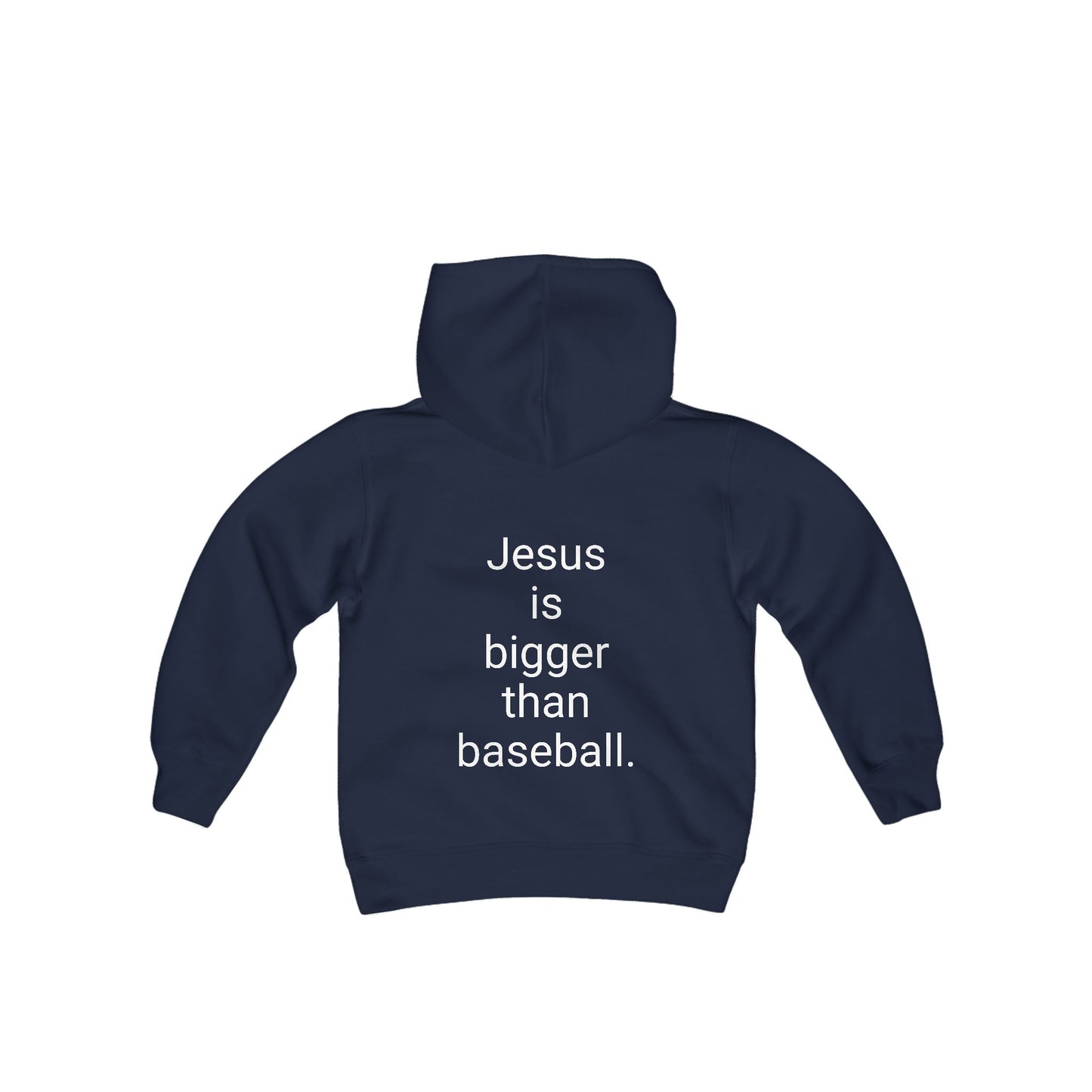 Jesus is bigger than baseball Youth Heavy Blend Hooded Sweatshirt