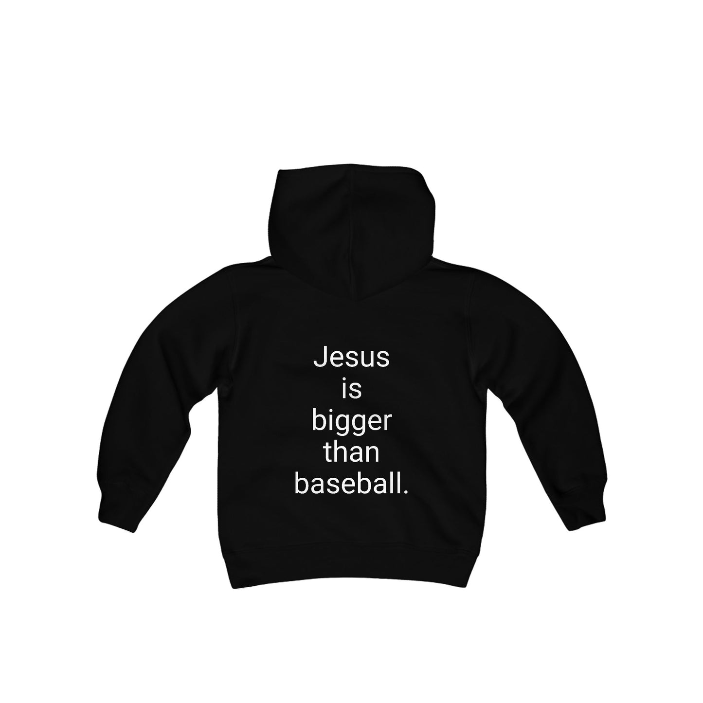 Jesus is bigger than baseball Youth Heavy Blend Hooded Sweatshirt