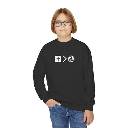 Jesus is bigger than volleyball Youth Crewneck Sweatshirt