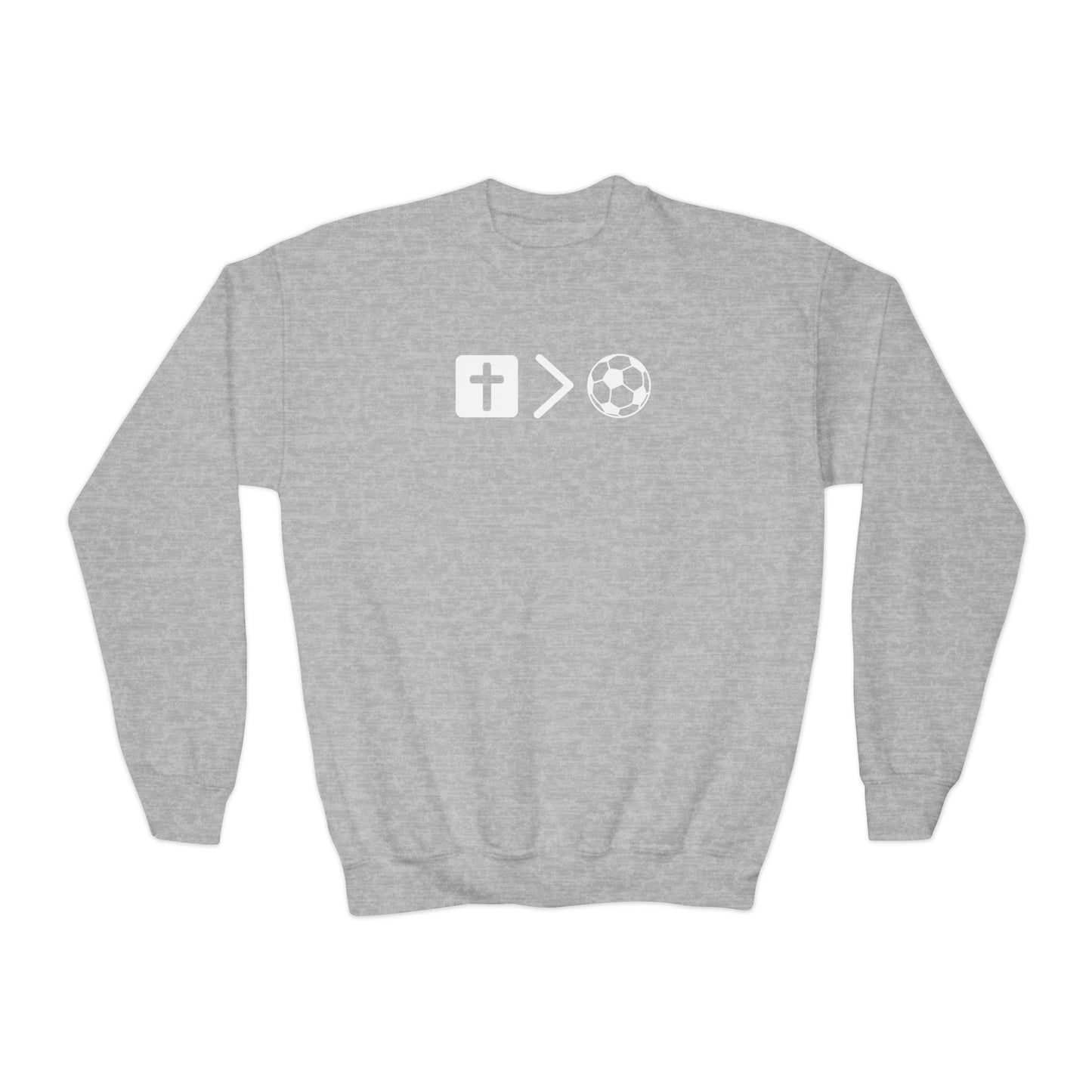 Jesus is bigger than soccer Youth Crewneck Sweatshirt