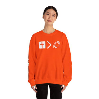 Jesus is bigger than football Unisex Heavy Blend™ Crewneck Sweatshirt