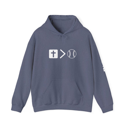 Jesus is bigger than softball Unisex Heavy Blend™ Hooded Sweatshirt