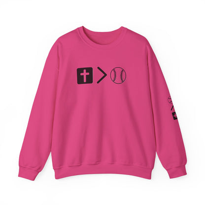 Jesus is bigger than softball Unisex Heavy Blend™ Crewneck Sweatshirt