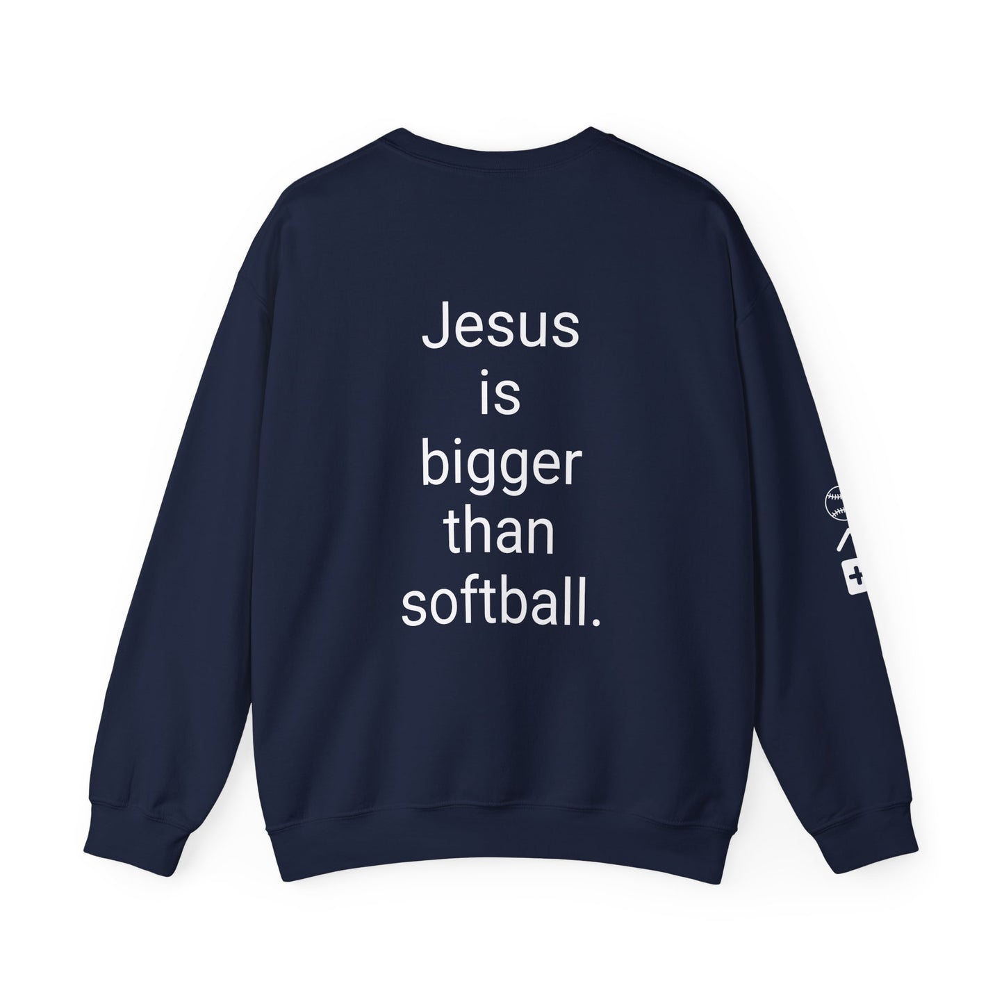 Jesus is bigger than softballl Unisex Heavy Blend™ Crewneck Sweatshirt