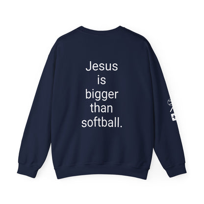 Jesus is bigger than softballl Unisex Heavy Blend™ Crewneck Sweatshirt