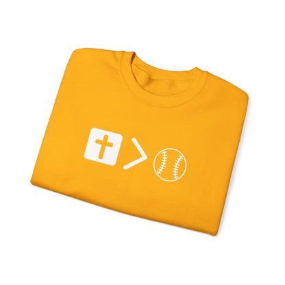Jesus is bigger than softballl Unisex Heavy Blend™ Crewneck Sweatshirt