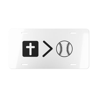 Jesus is bigger than softball vehicle Plate
