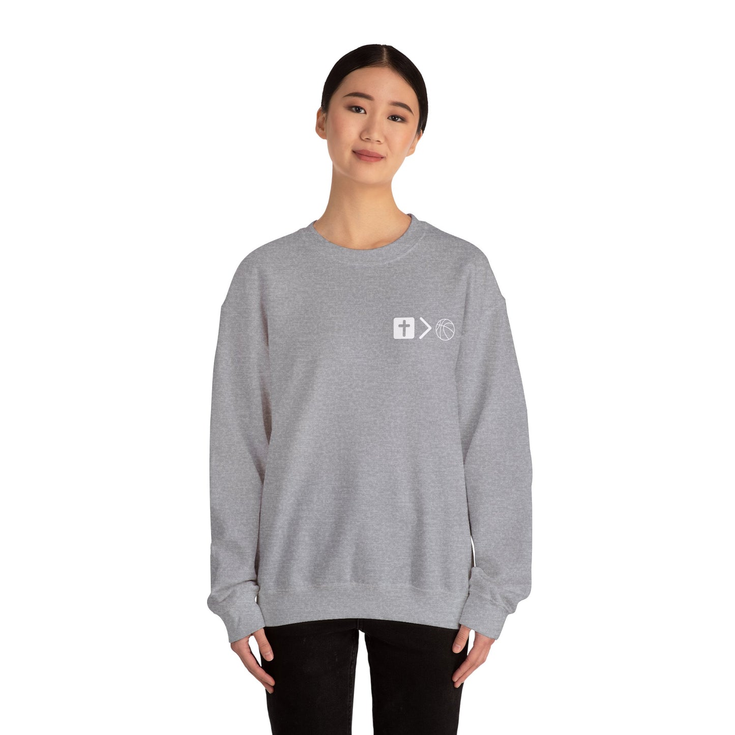 Jesus is bigger than Basketball Unisex Heavy Blend™ Crewneck Sweatshirt