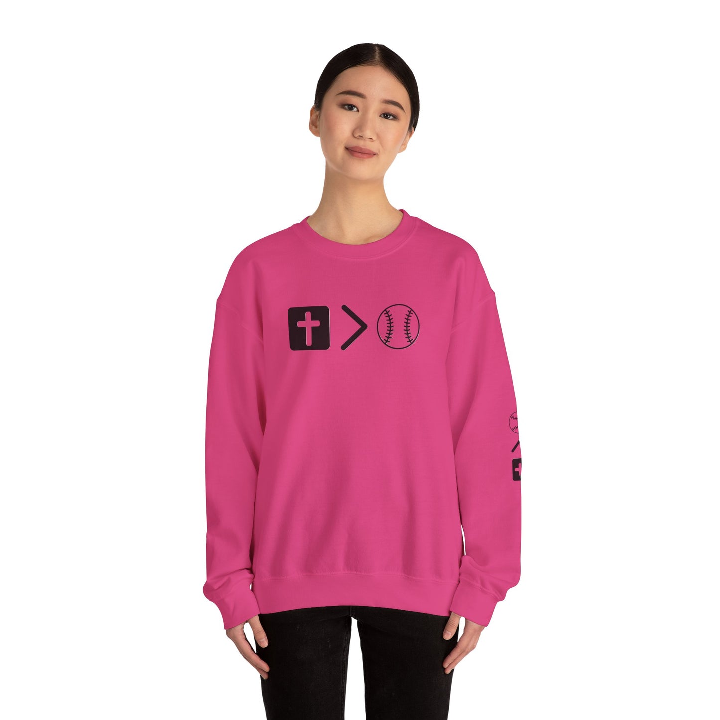 Jesus is bigger than softball Unisex Heavy Blend™ Crewneck Sweatshirt