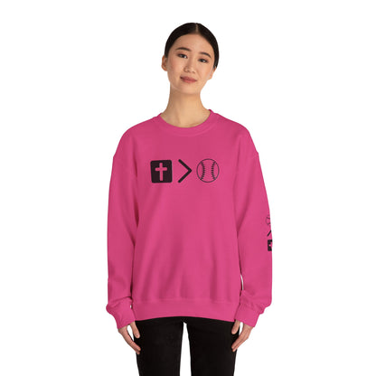 Jesus is bigger than softball Unisex Heavy Blend™ Crewneck Sweatshirt