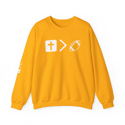 Jesus is bigger than football Unisex Heavy Blend™ Crewneck Sweatshirt