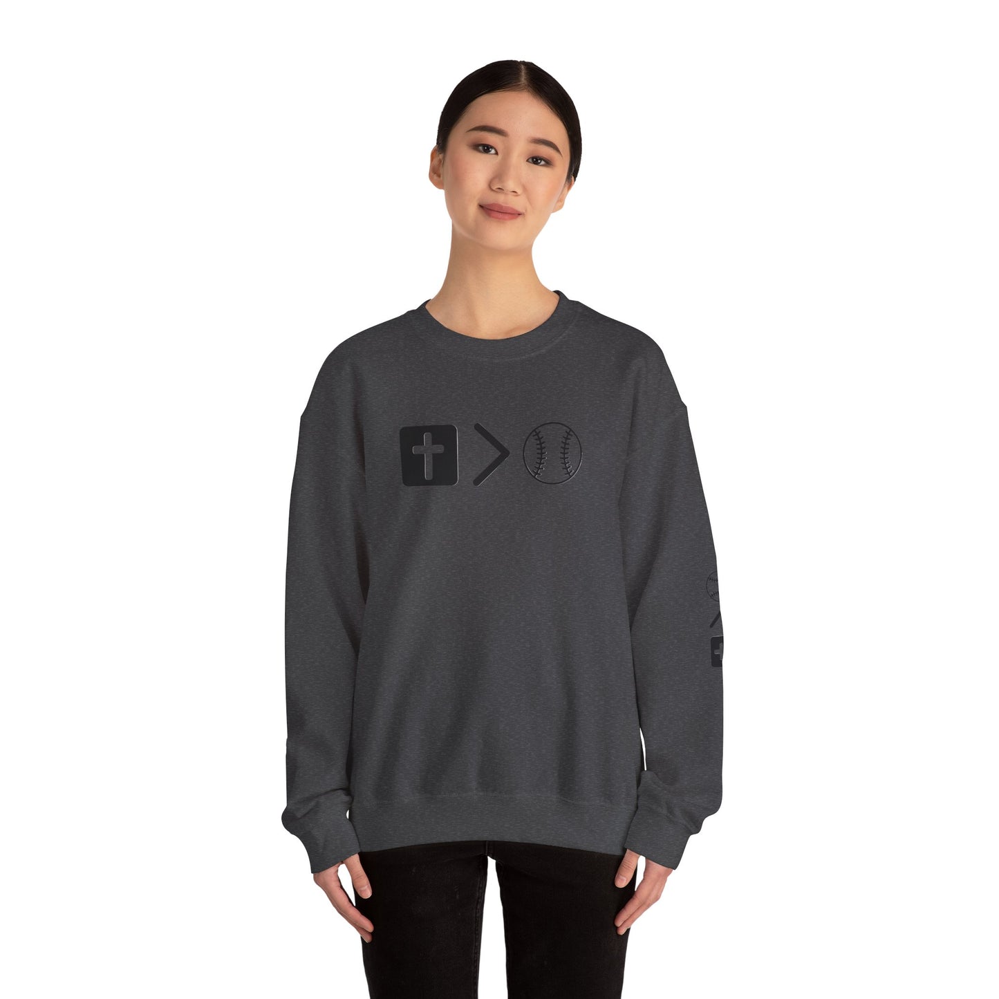 Jesus is bigger than softball Unisex Heavy Blend™ Crewneck Sweatshirt