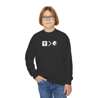 Jesus is bigger than golf Youth Crewneck Sweatshirt