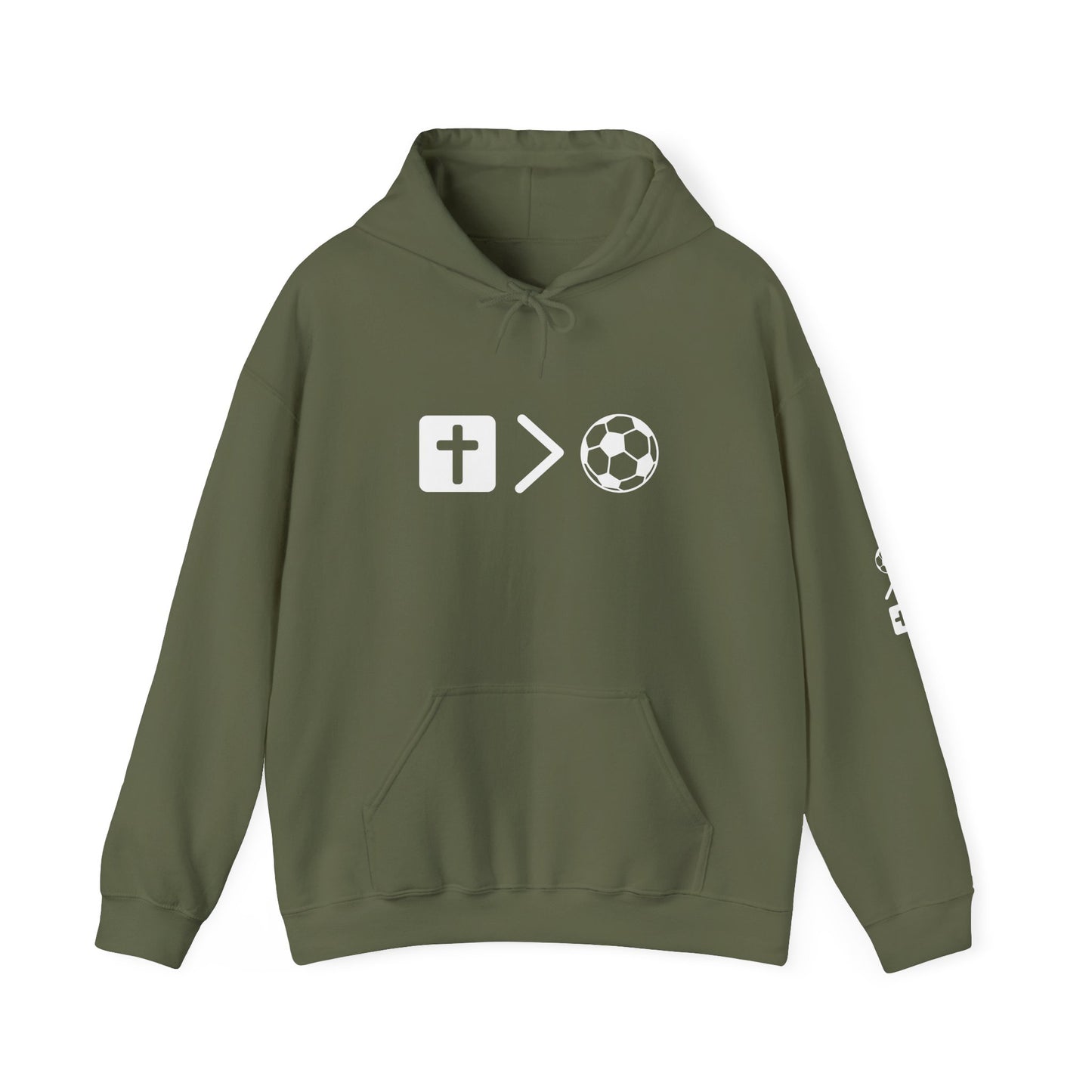 Jesus is bigger than soccer Unisex Heavy Blend™ Hooded Sweatshirt