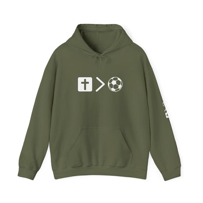Jesus is bigger than soccer Unisex Heavy Blend™ Hooded Sweatshirt