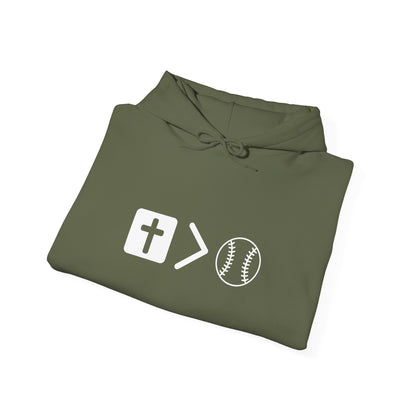 Jesus is bigger than softball Unisex Heavy Blend™ Hooded Sweatshirt
