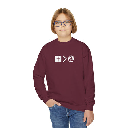 Jesus is bigger than volleyball Youth Crewneck Sweatshirt