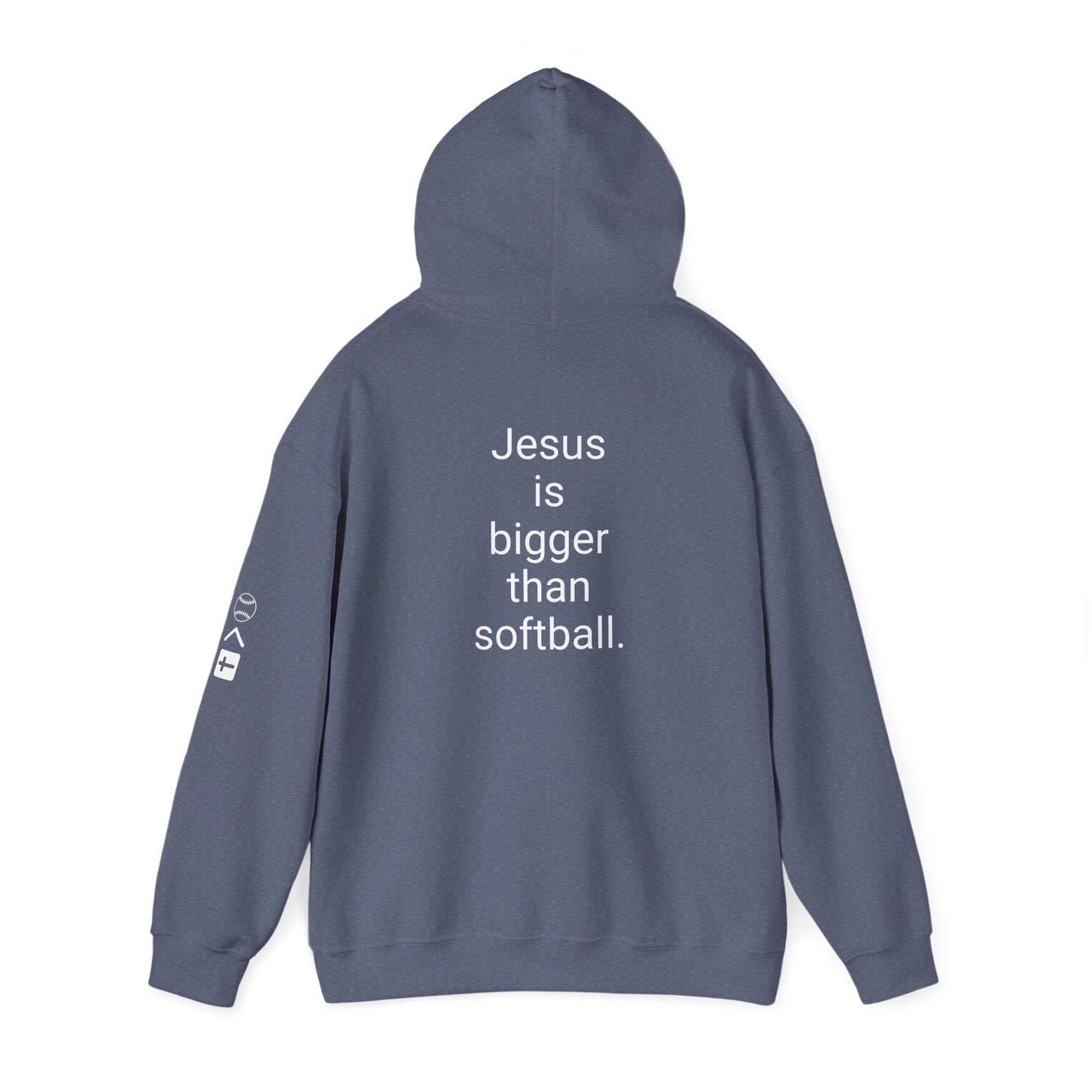 Jesus is bigger than softball Unisex Heavy Blend™ Hooded Sweatshirt
