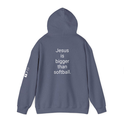 Jesus is bigger than softball Unisex Heavy Blend™ Hooded Sweatshirt