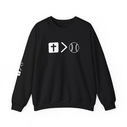 Jesus is bigger than softballl Unisex Heavy Blend™ Crewneck Sweatshirt