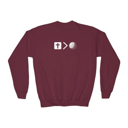 Jesus is bigger than golf Youth Crewneck Sweatshirt