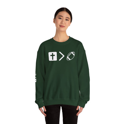 Jesus is bigger than football Unisex Heavy Blend™ Crewneck Sweatshirt