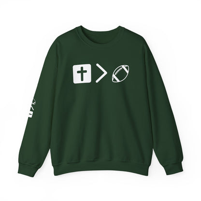 Jesus is bigger than football Unisex Heavy Blend™ Crewneck Sweatshirt