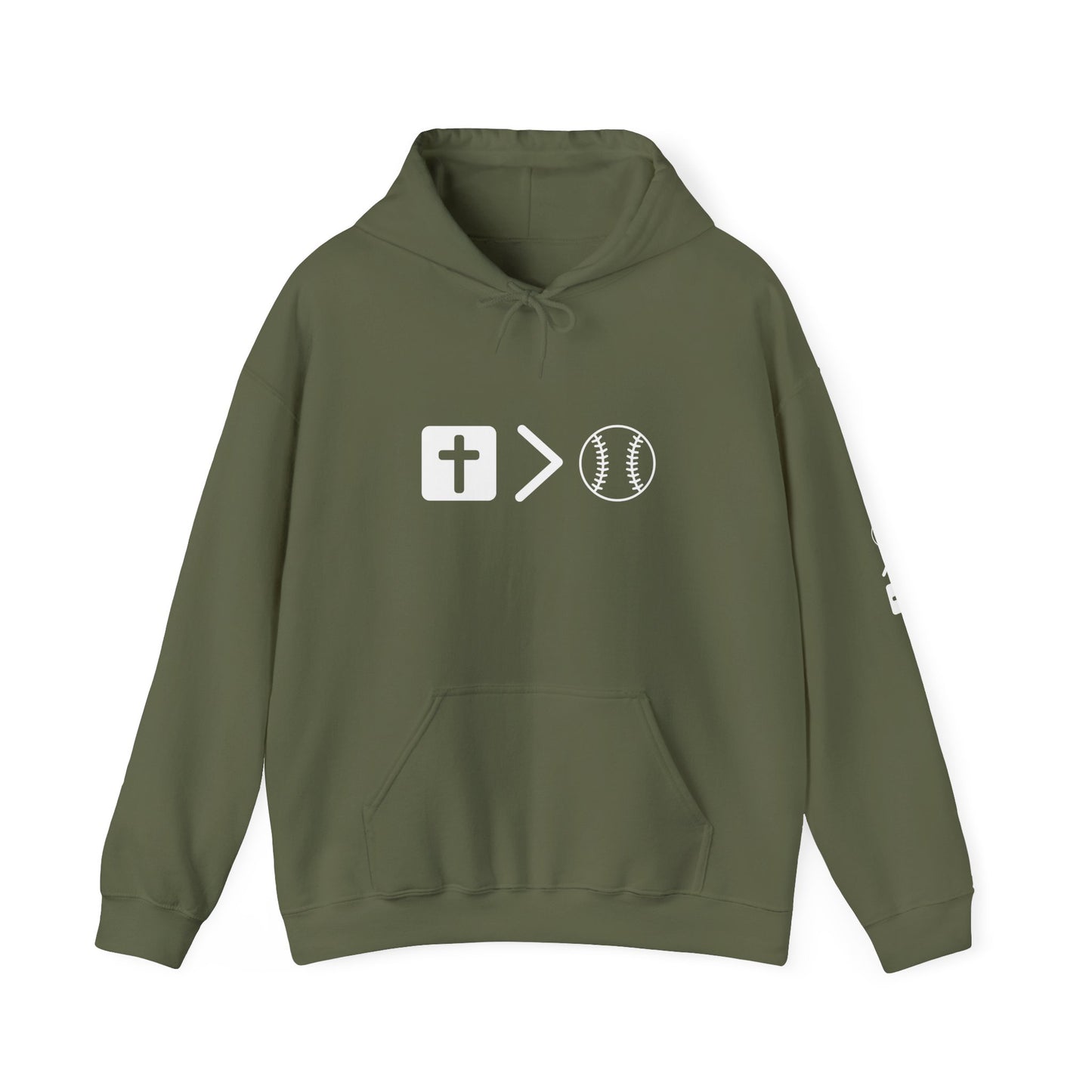 Jesus is bigger than softball Unisex Heavy Blend™ Hooded Sweatshirt
