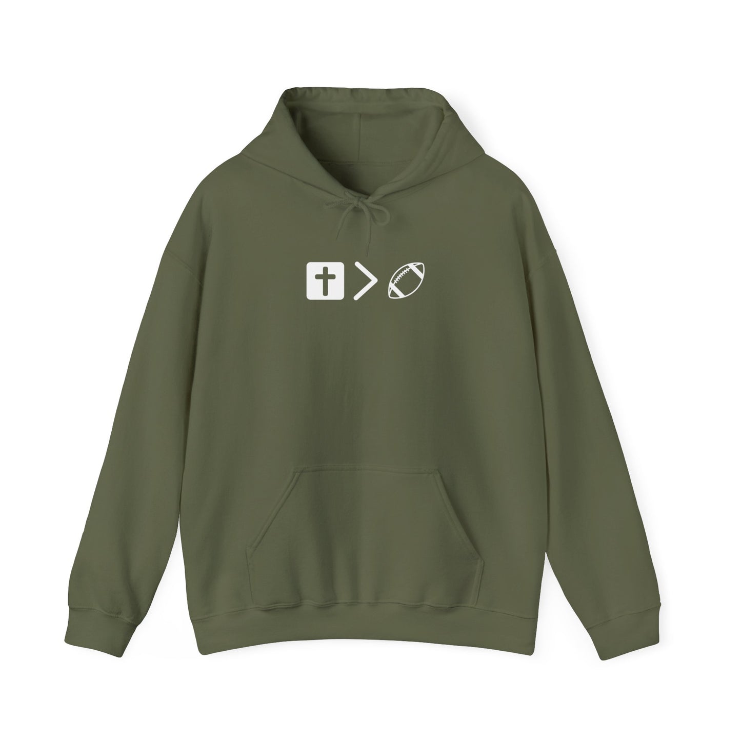 Jesus is bigger than football Unisex Heavy Blend™ Hooded Sweatshirt
