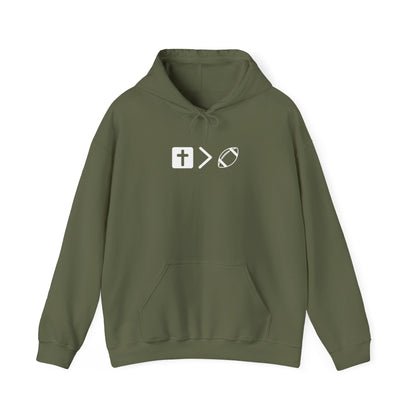 Jesus is bigger than football Unisex Heavy Blend™ Hooded Sweatshirt