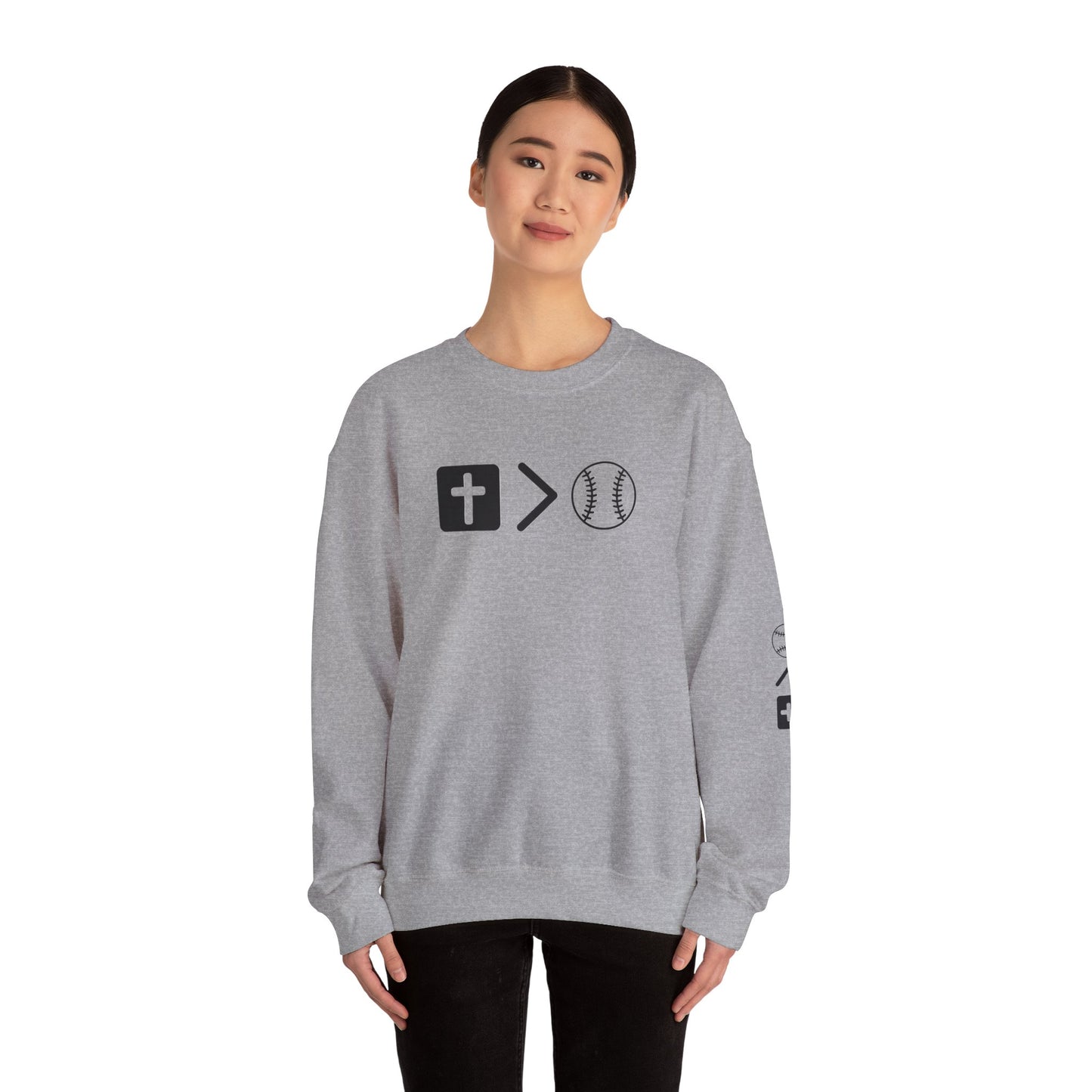 Jesus is bigger than softball Unisex Heavy Blend™ Crewneck Sweatshirt