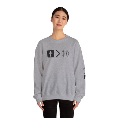 Jesus is bigger than softball Unisex Heavy Blend™ Crewneck Sweatshirt