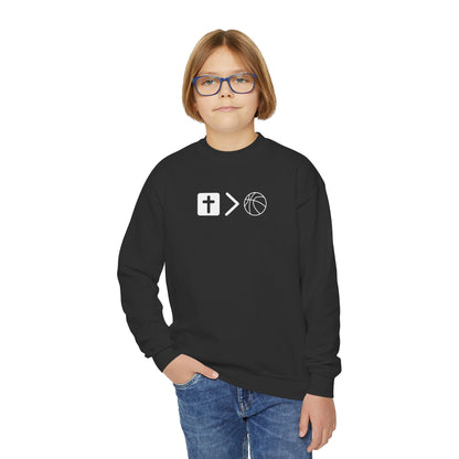 Jesus is bigger than basketball Youth Crewneck Sweatshirt