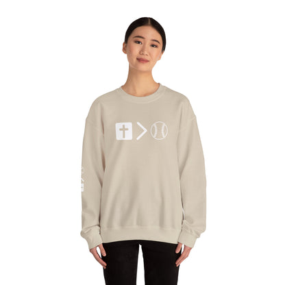 Jesus is bigger than softballl Unisex Heavy Blend™ Crewneck Sweatshirt